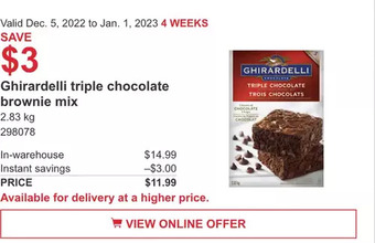 Costco Ghirardelli triple chocolate brownie mix offer