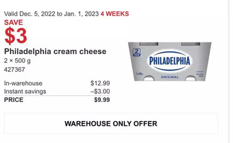Costco Philadelphia cream cheese offer