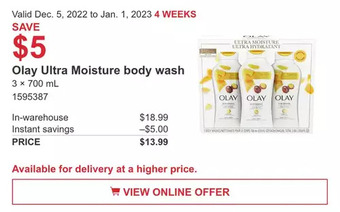 Costco Olay ultra moisture body wash offer