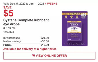 Costco Systane complete lubricant eye drops offer