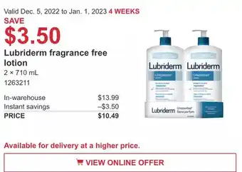 Costco Lubriderm fragrance free lotion offer