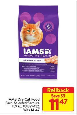 Walmart Iams dry cat food offer