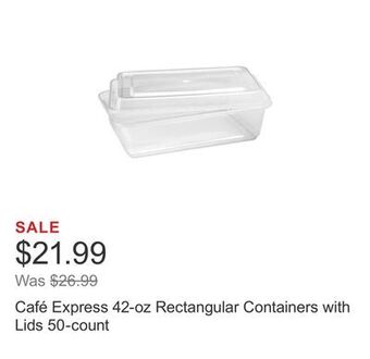Costco Café express 42-oz rectangular containers with lids 50-count offer