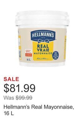 Costco Hellmann's real mayonnaise, 16 l offer