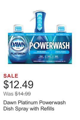 Costco Dawn platinum powerwash dish spray with refills offer