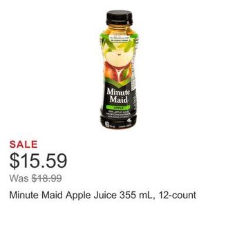 Costco Minute maid apple juice 355 ml, 12-count offer