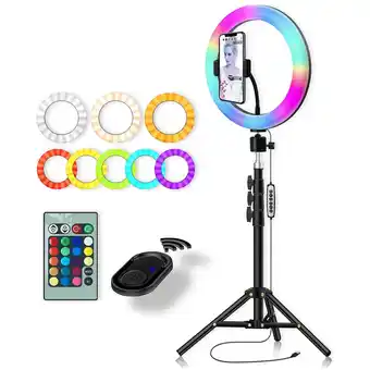 Best Buy 14" rgb led ring light kit with tripod stand & phone holder, 26 colors rgb lighting scenes dimmable selfie for tiktok/youtube offer