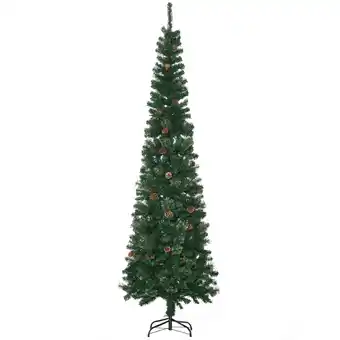 Best Buy Homcom 7.5 ft pencil artificial christmas tree, slim pine needles xmas tree with realistic branches, pine cones, metal base, offer
