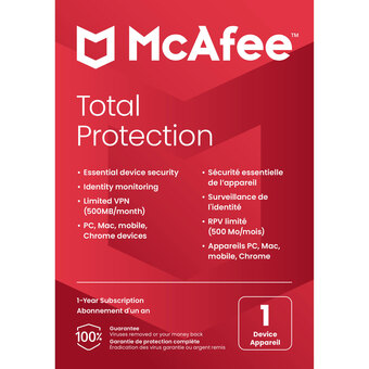 Best Buy Mcafee total protection (pc/mac/ios/android) - 1 device - 1 year offer