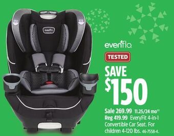 Canadian Tire Evenflo everyfit 4-in-1 convertible car seat offer