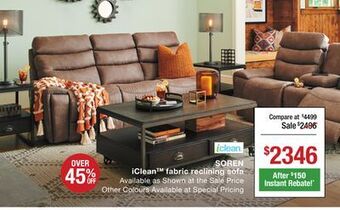 La Z Boy Soren iclean™ fabric reclining sofa offer