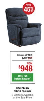 La Z Boy Coleman fabric recliner offer