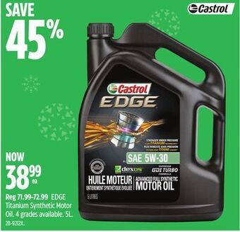 Canadian Tire Castrol edge titanium synthetic motor oil offer