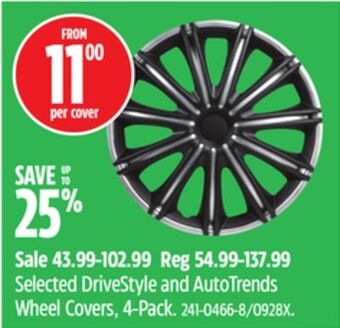 Canadian Tire Selected drivestyle and autotrends wheel covers, 4-pack offer