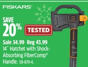 Canadian Tire Fiskars 14" hatchet with shock- absorbing fibercomp handle offer