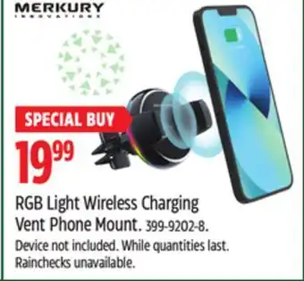 Canadian Tire Merkury rgb light wireless charging vent phone mount offer