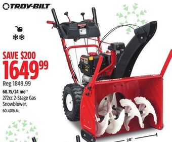 Canadian Tire Troy-bilt 272cc 2-stage gas snowblower offer