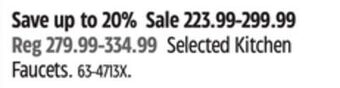 Canadian Tire Kohler selected kitchen faucets offer