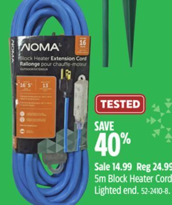 Canadian Tire Noma 5m block heater cord offer