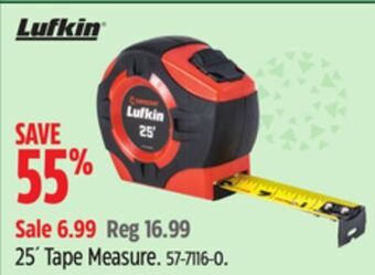 Canadian Tire Lufkin 25' tape measure offer