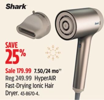 Canadian Tire Shark hyperair fast-drying ionic hair dryer offer