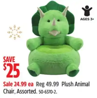 Canadian Tire Plush animal chair, assorted offer