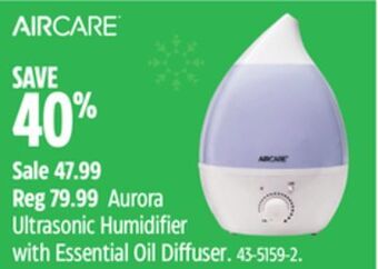 Canadian Tire Aircare aurora ultrasonic humidifier with essential oil diffuser offer