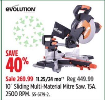 Canadian Tire Evolution 10˝ sliding multi-material mitre saw offer