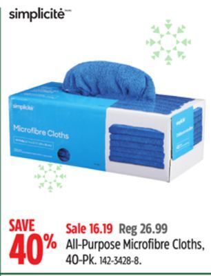 Canadian Tire Simplicite all-purpose microfibre cloths, 40-pk offer