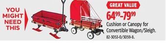 Canadian Tire Cushion or canopy for convertible wagon/sleigh offer
