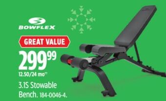 Canadian Tire Bowflex 3.1s stowable bench offer