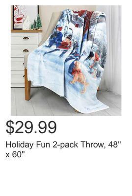 Costco Holiday fun 2-pack throw, 48" x 60" offer