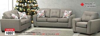 Bad Boy Superstore Fabric sofa with accent pillows offer