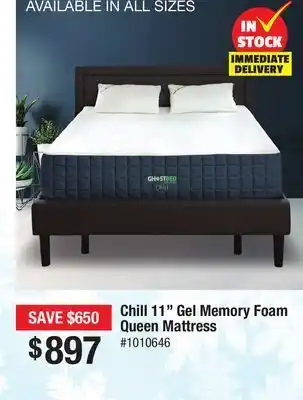 Bad Boy Superstore Chill 11" gel memory foam queen mattress offer