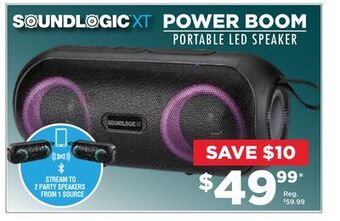 Showcase Soundlogic xt power boom portable bt spkr w/ led lights offer