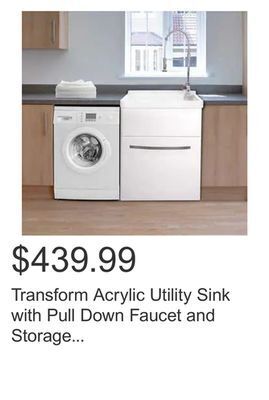 Costco Transform acrylic utility sink with pull down faucet and storage cabinet offer