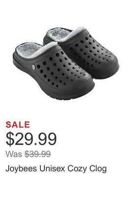 Costco Joybees unisex cozy clog offer