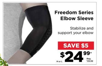Showcase Freedom series elbow sleeve offer