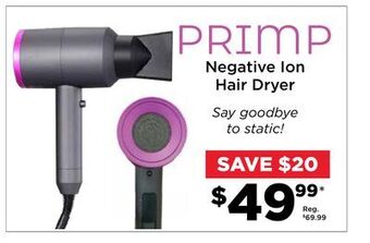 Showcase Primp negative ion hair dryer offer