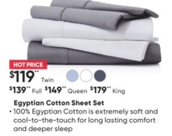 Sleep Country Egyptian cotton sheet set offer