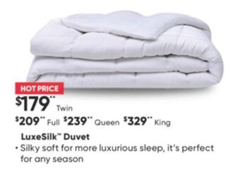 Sleep Country Luxesilk duvet offer