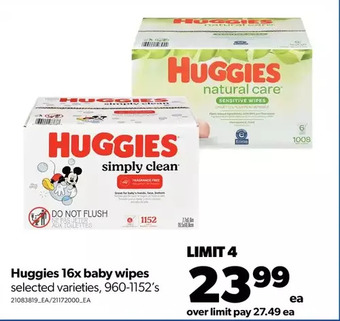 Real Canadian Superstore Huggies 16x baby wipes offer