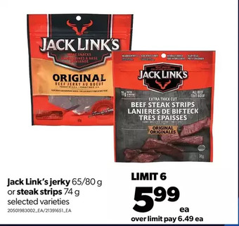 Real Canadian Superstore Jack link's jerky or steak strips offer