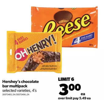 Real Canadian Superstore Hershey's chocolate bar multipack offer