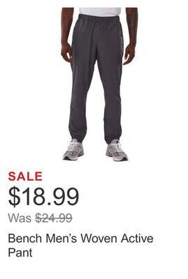 Costco Bench men's woven active pant offer