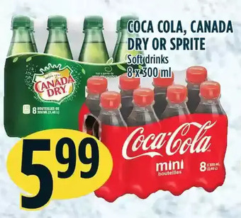 Marché Adonis Coca cola, canada dry or sprite soft drinks offer