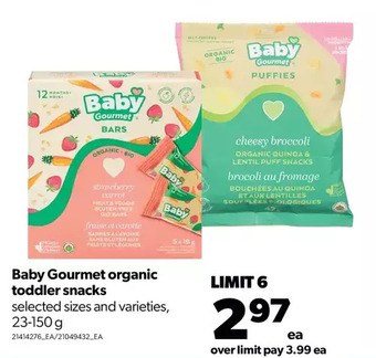 Real Canadian Superstore Baby gourmet organic toddler snacks offer
