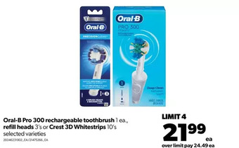 Real Canadian Superstore Oral-b pro 300 rechargeable toothbrush, refill heads or crest 3d whitestrips offer