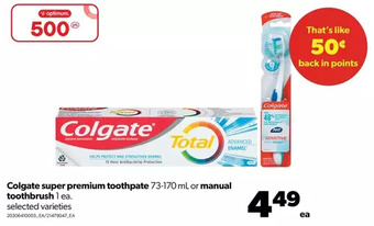 Real Canadian Superstore Colgate super premium toothpaste or manual toothbrush offer