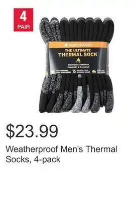 Costco Weatherproof men's thermal socks, 4-pack offer